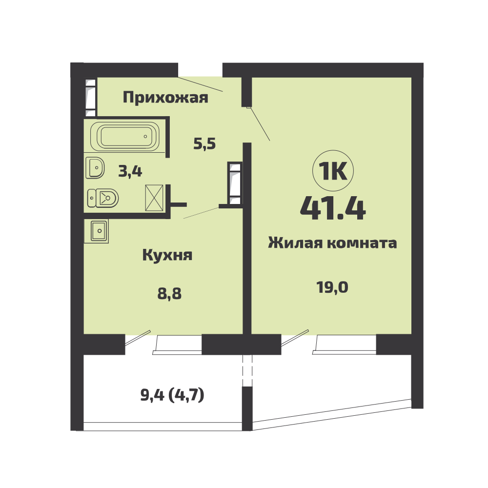Планировка 1-комн.